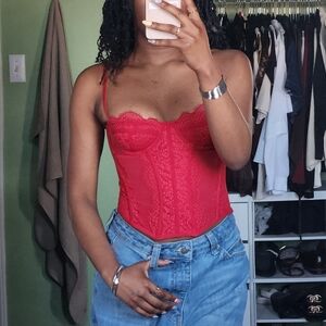 Red Urban Outfitters Modern Love Corset Top